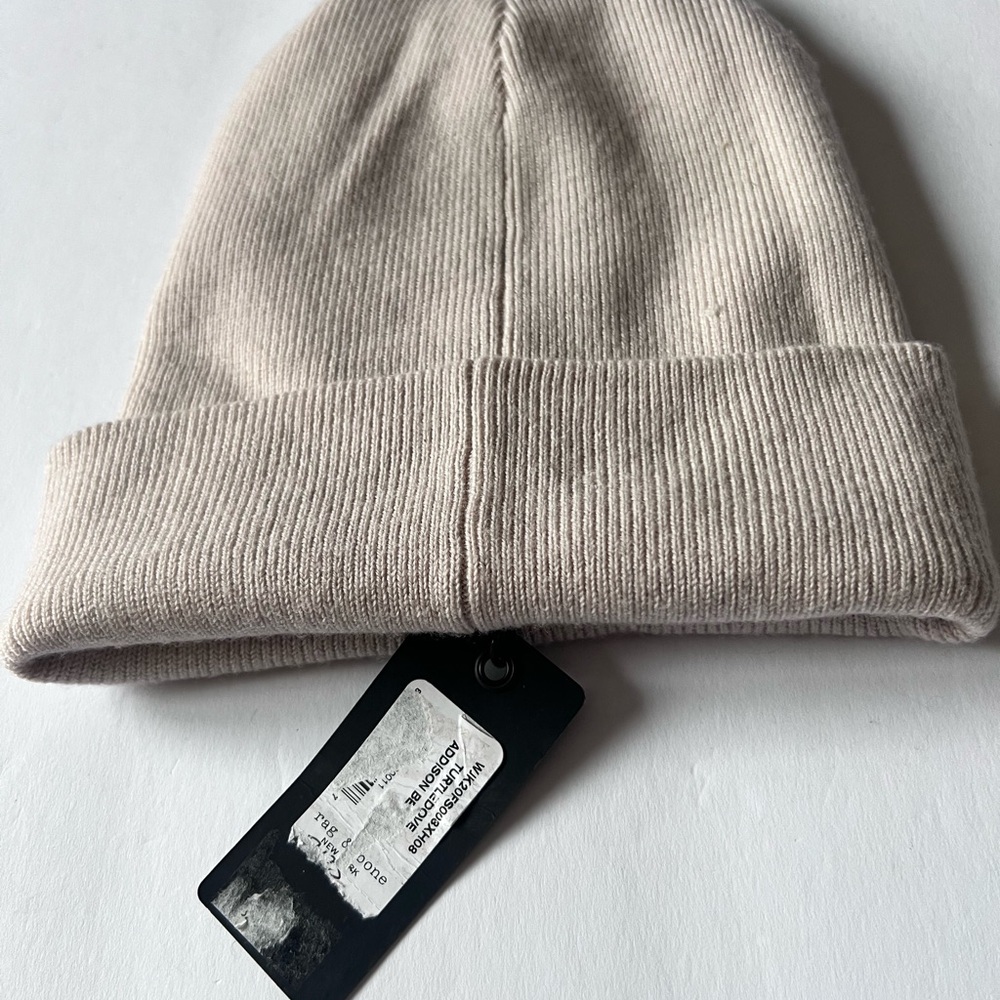 RAG AND BONE MERINO WOOL ADDISON RIB KNIT BEANIE IN TURTLEDOVE OS UNISEX NWT - Picture 6 of 15